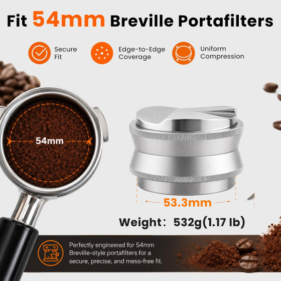 Aihomo 53.3 mm 2-in-1 Coffee Distributor and Tamper