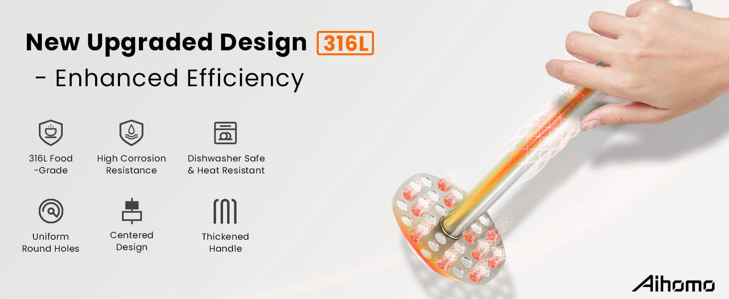 Aihomo 316L Stainless Steel Potato Masher — detail image 1