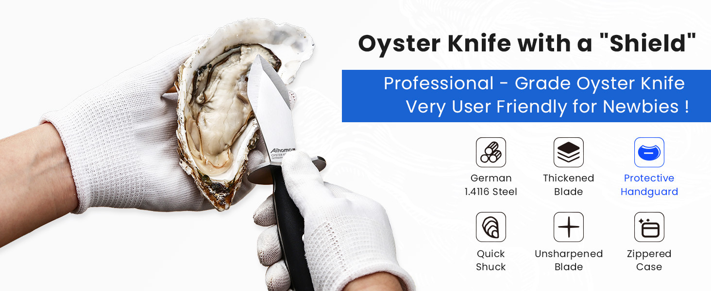 Aihomo 8.1 cm German Steel Oyster Knife with Guard — detail image 1