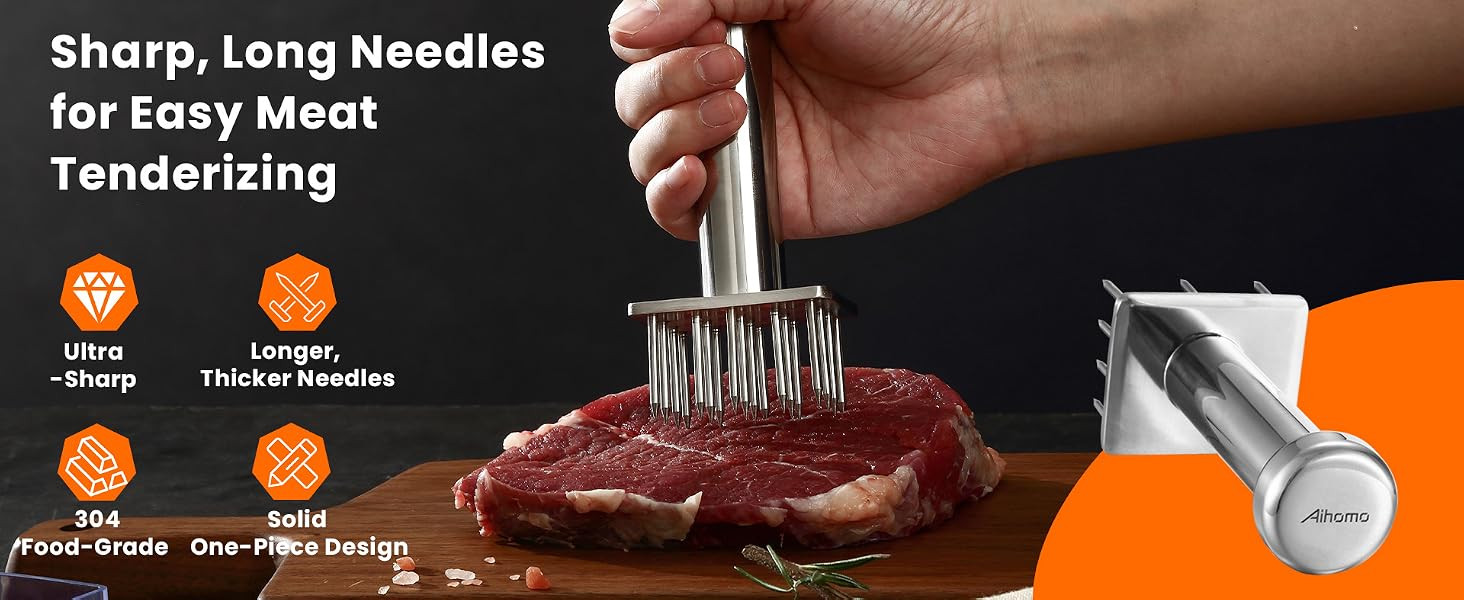 Aihomo 18-Needle Stainless Steel Meat Tenderiser — detail image 1