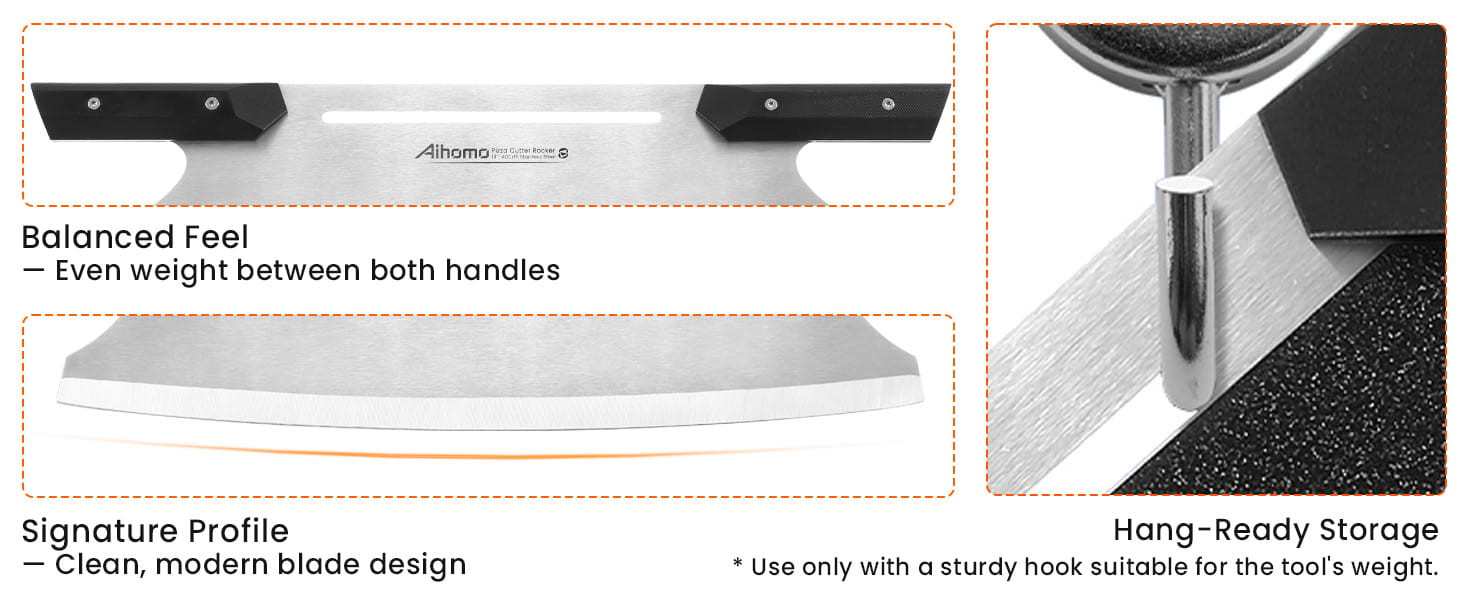 Aihomo 13-Inch Two-Handle Pizza Rocker — detail image 3