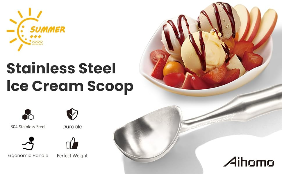 Aihomo One-Piece 304 Stainless Steel Ice Cream Scoop — detail image 1