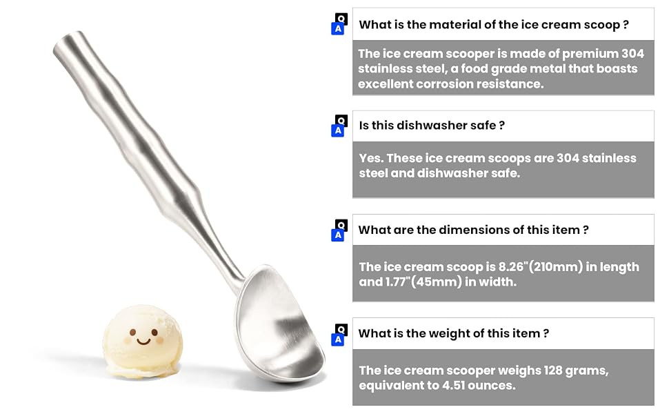Aihomo One-Piece 304 Stainless Steel Ice Cream Scoop — detail image 6