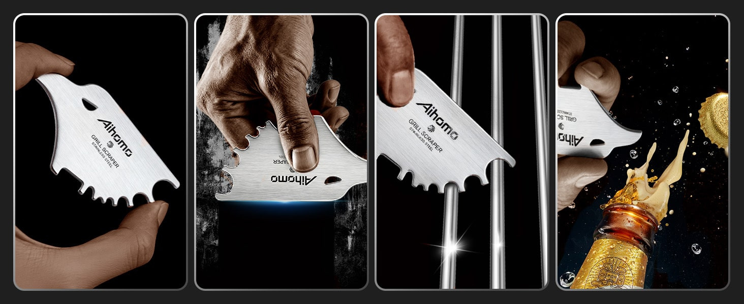 Aihomo Bristle-Free Stainless Steel Grill Scraper — detail image 2