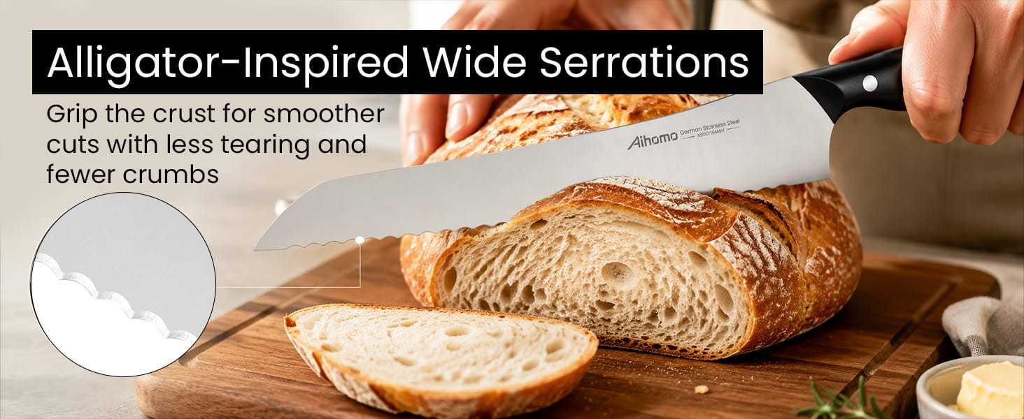 Aihomo 25.4 cm Offset Serrated Bread Knife — detail image 4