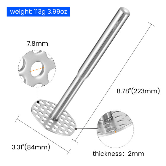 Aihomo 316L Stainless Steel Potato Masher